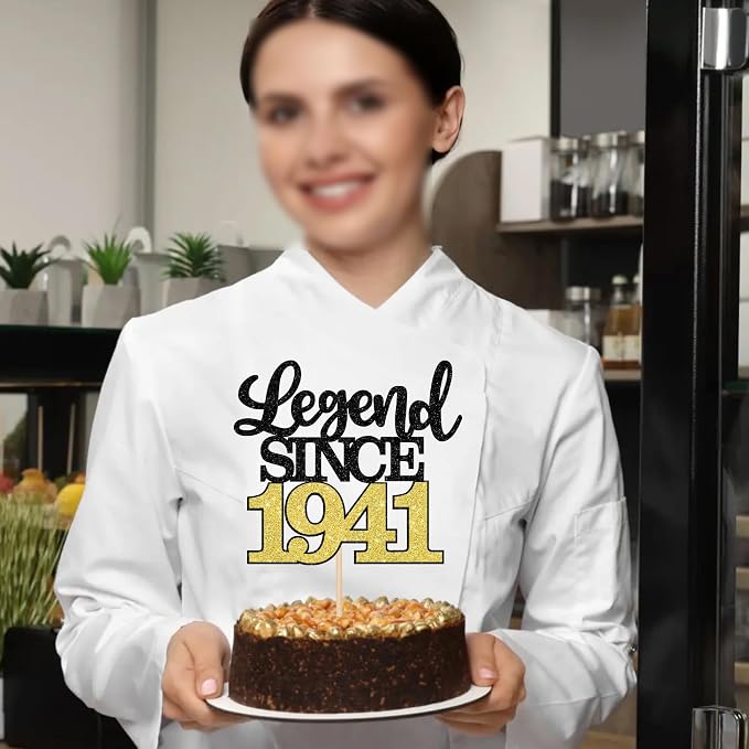 1 PCS Legend Since 1941 Cake Topper Black Gold Glitter Eighty Five Happy 85th Birthday Cake Pick Hello 85 Cheers to 85 Years Cake Decoration for 85th Birthday Anniversary Party Decorations Supplies