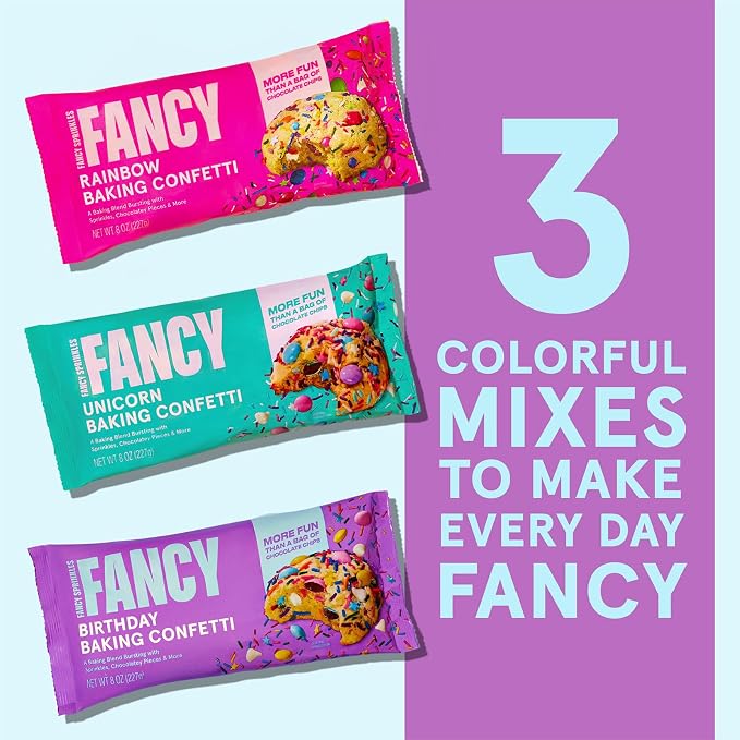 Fancy Sprinkles Unicorn Baking Confetti | Crunchy Jimmies, Chocolate Gems, Candy-Coated Morsels & Star Confetti | Cookie Mix-In & Cake Batter | Girls Birthday & Unicorn Party | 8 oz (2 Pack)