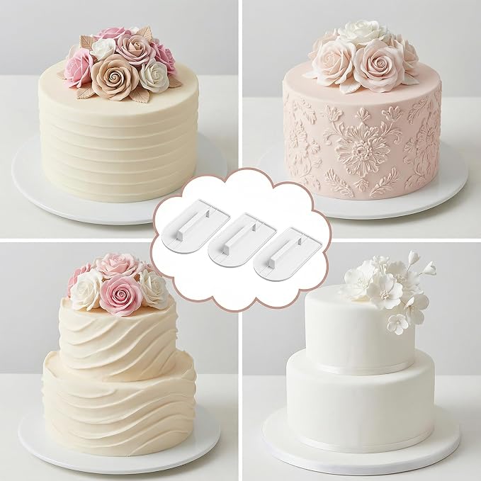 3PCS Cake Smoother Icing Smoother Fondant Smoother Tool Paddle Fondant Polisher Finisher Sugarcraft Cups for Smoothing Icing, Sculpting and Sugar Craft,5.7 x 3.1 Inch(White)