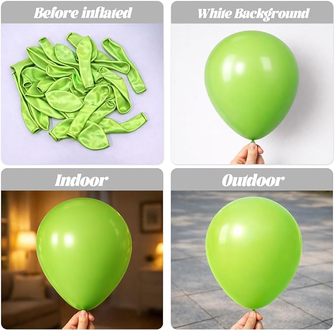 Voircoloria Lime Green Balloons, 66pack 12inch Light Green Latex Party Balloons for St. Patrick's Day Birthday Graduation Bridal Shower Baby Shower Gender Reveal Jungle Safari Theme Party Decorations