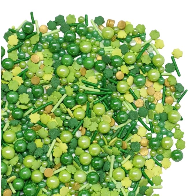 Edible Green Leaf Sprinkles for Cake Decorating, St Patrick's Day Green Sprinkle Baking Cake Cupcake Toppers Cookie Ice Cream Donut Decoration 95g/3.35oz