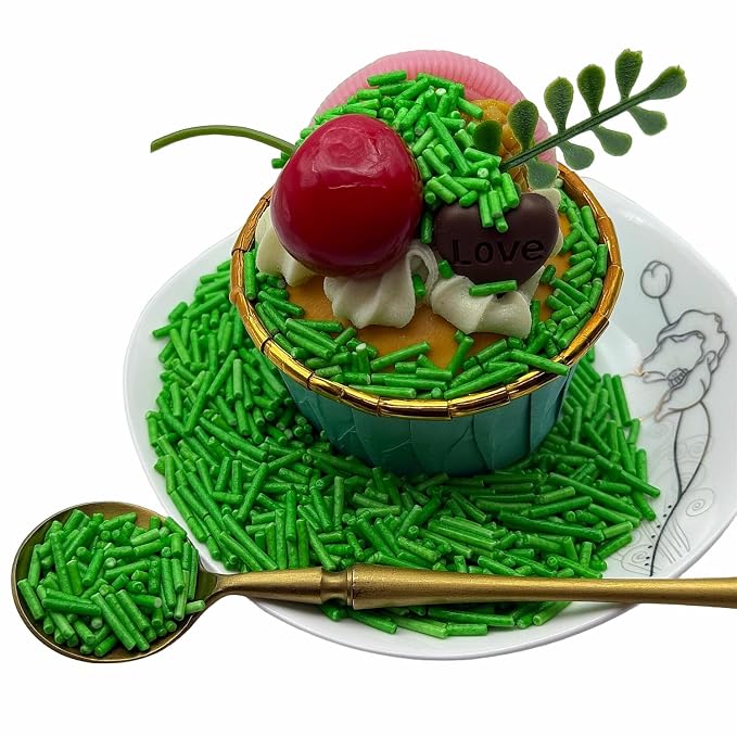 CandiJumpin Grass Green Jimmy Sprinkles, Green Sprinkles for Cake Decorating Edible Cake Jimmies Edible Crunchy Jimmies Ice Cream Toppings, Baby Shower Party Wedding Christmas Supplies 3 OZ