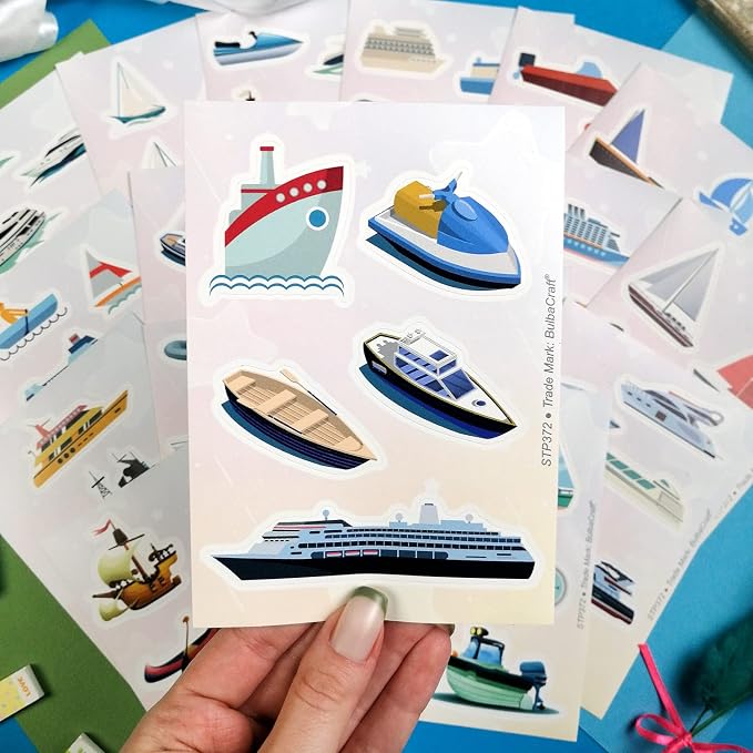 100 Pcs Boat Stickers, Sailboat Stickers - Sailboat Party Supplies, Boat Gift, Gifts for Women & Men