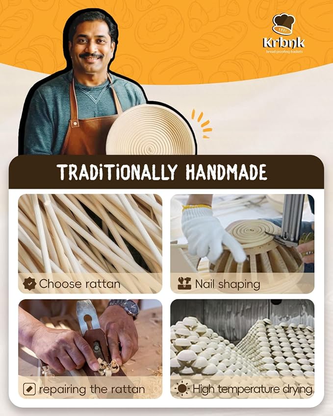 Banneton Bread Proofing Basket, Proofing Basket for Sourdough Bread Baking, Indonesian Rattan Bread Bowl Sourdough Bread Baking Supplies with Linen Liner (5" Round Basket x 3)