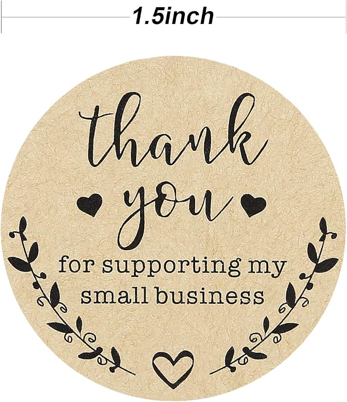 1.5 inch Thank You for Supporting My Small Business Stickers, Kraft Labels Custom Sticker for Bakeries, Crafters & Small Business Owners, 500 Labels Per Roll
