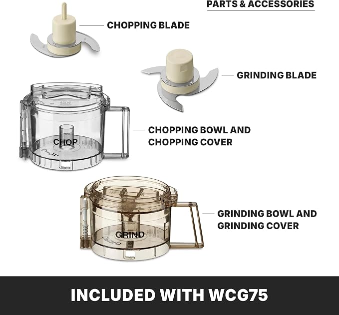 Waring Commercial Pro Prep Chopper Grinder, 3/4 Horsepower High-Speed Motor, 3/4 Quart Capacity, Dual Bowl for Chopping and Grinding, Grind Spices and Hard Foods, Parmesan and Chocolate, WCG75