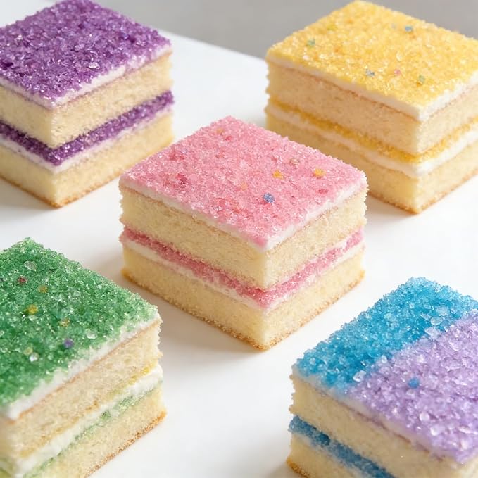 Sentovac 6 Cell Pastel Sanding Sugar Sprinkles Edible for Cake Decorating Fancy Sprinkles Cake Topper Cupcake Cookie Baking Decorations Supplies(Purple Yellow Green Pink Blue lavender)