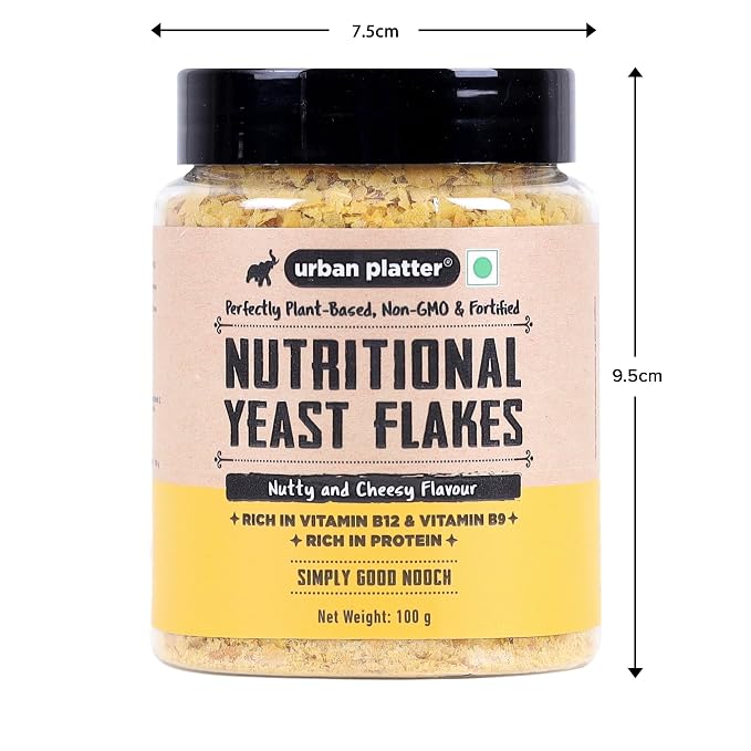 Urban Platter Nutritional Yeast Flakes | 3.53 Oz (100g) | Rich in B Vitamins & Protein | Gluten-Free, Non-GMO, Plant-Based Seasoning | Nutty & Cheesy Flavor | For Popcorn, Pasta & Salads