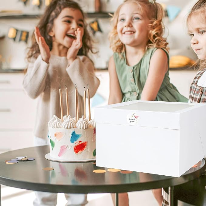 16pcs 12x12x8 Inches Cake Boxes,8pcs White Bakery Boxes with Window and 8pcs Boards,Cajas storage for 12 inch Cake box, Disposable Pie Box, Father's Day,Wedding, Birthday, Party