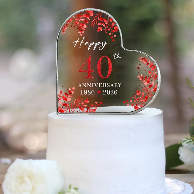 40th Anniversary Cake Topper Acrylic,40th Anniversary Decorations & Keepsake Gift for Couples(40th Anniversary)
