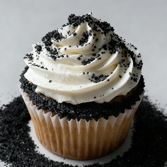 Edible Black Sanding Sugar Sprinkles 142g/ 5.01oz Sugar Crystals for Cake Decorating Candy Baking Decorations Ice Cream Toppings and Cupcake Decorating for Valentines Halloween Christmas