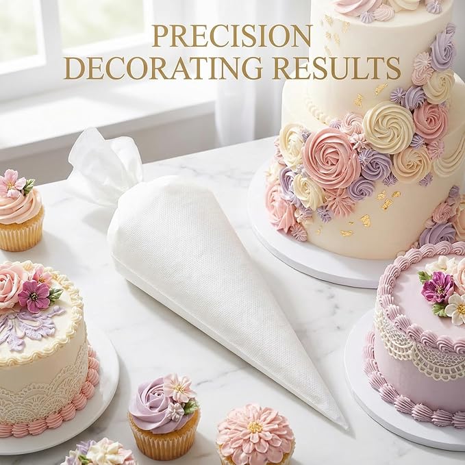 100 Pcs 12 Inch Disposable Piping Bags - Thickened Non-Slip Anti-Burst & Leak Resistant Pastry Icing Bags for Cake Decorating, Cupcake Frosting, Cookie & Chocolate, Fits Standard Tips & Couplers