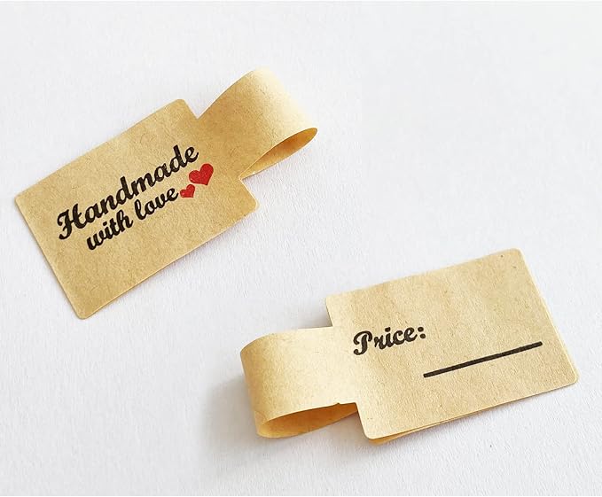 Top label Handmade with Love Sticker, Jewlry Price Tags, Rings Indentification Tags, 3x0.75 Inch, 300 Pcs Per Roll