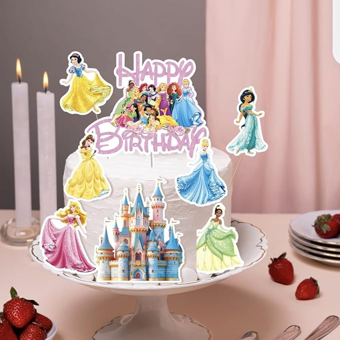 11 Pcs Princess Cake Topper, Fantastic Happy Birthday Cake Decorations, Cute Cake Toppers for Girls