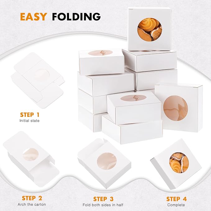 Chinco 30 Pcs Square Soap Boxes for Homemade Soaps Candle 3 x 3 x 1.2 Inch Soap Boxes with Clear Window Small Gift Wrapping Box for Soaps Packaging Bakery Cookies Candy Party Favor Supplies