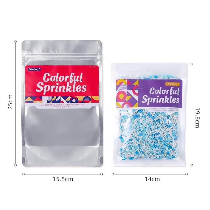 Sprinkles for Cake Decorating, Edible Blue Sprinkles Topper, Cookie Sprinkles for Cupcakes, Candy, Cream, Chocolate Cake Decorations - Jimmies, Nonpareils, Sugar Pearl 7ounce