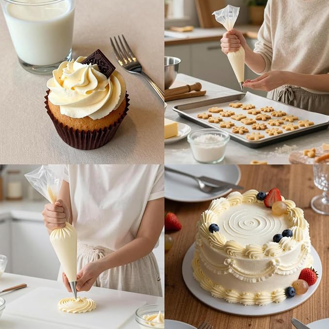 300PCS Piping Bags, 13 Inch Thick Pastry Bags, Anti Burst, Non-Slip, Disposable Decorating Bags for Decorating Cake, Cream Frosting, Cupcakes, Cookies