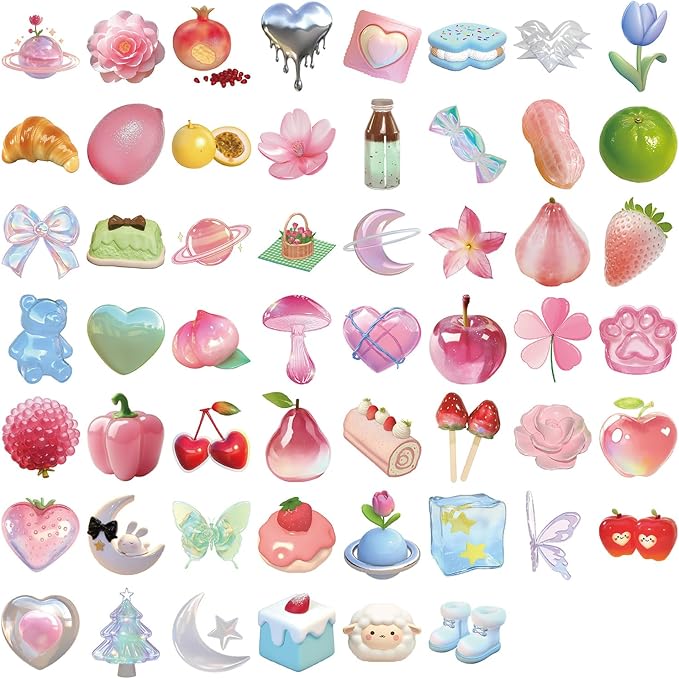50 Pcs 3D Stickers for Adults Kids, Colorful Raised Dimensional Stickers Set, Waterproof Removable Decals for Laptop, Phone Case, Water Bottle, Journal, DIY Craft (Colorful 3D Patterns)