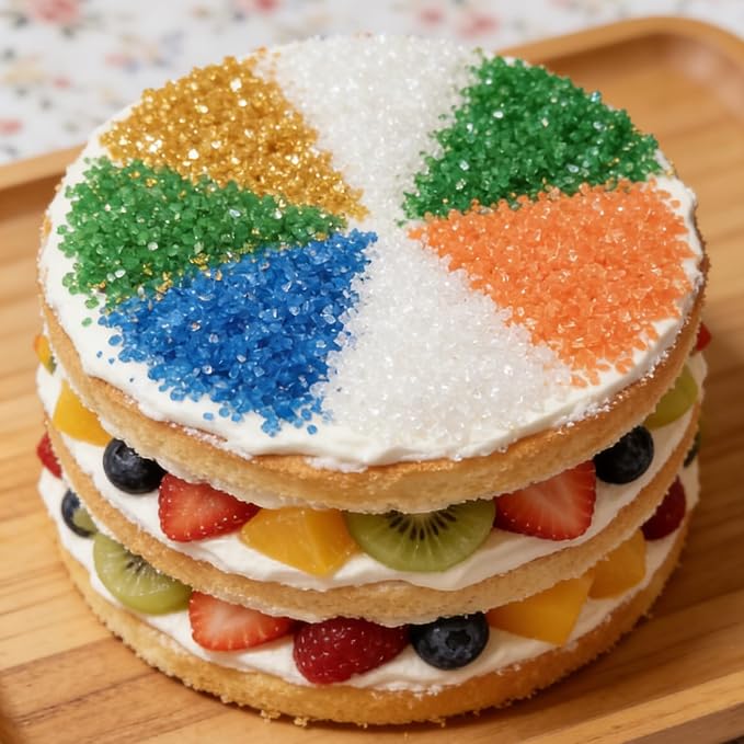HeDeon&Rles White Gold Blue Green Orange Sanding Sugar Crystals Sparkling Sugar Crystals for Baking Icing Cookie Pancake Cake Toppers Halloween Christmas New Year Supplies