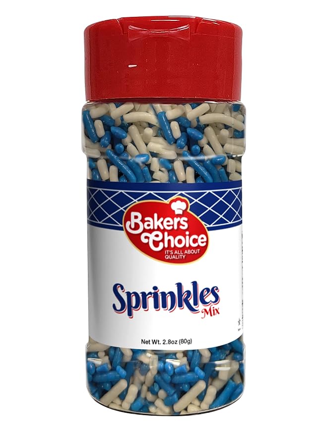 Baker's Choice Hanukkah Sprinkles For Baking - Blue & White Sprinkles - Boy Baby Shower Gender Reveal & Chanukah Sprinkles for Cookie Decorating - Dairy Free, Kosher 2.8 oz