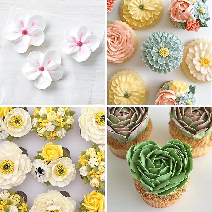 Rose Piping Tip Set, 7-Piece Stainless Steel Cake Decorating Tips, Suitable for Cake Decorating, Piping, Cookies, Cupcakes. Fondant Buttercream or Bean Paste Baking Tools