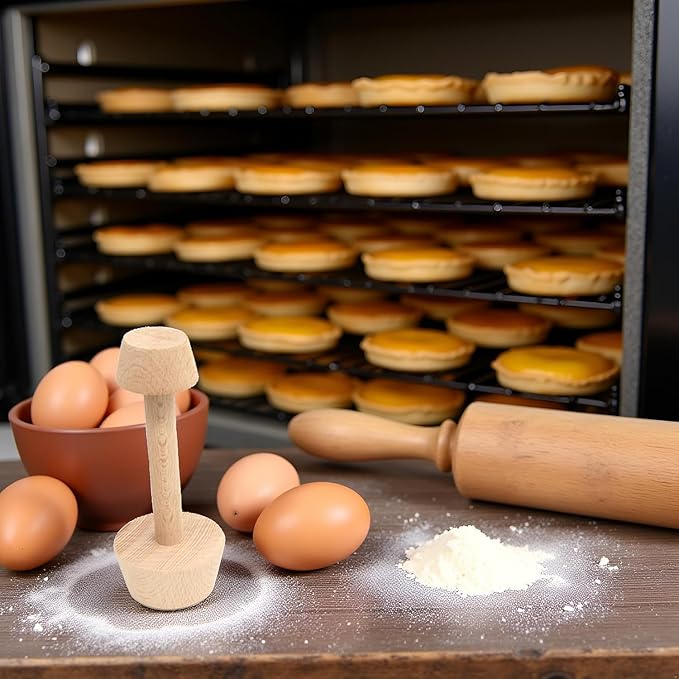 Tart Tamper - Double Side Wooden Egg Mold DIY Cake Pastry Pusher for Kitchen Party Baking Tools, Pie and Quiche Pans