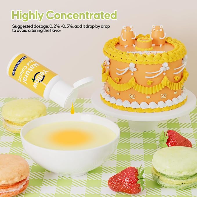 Natural Food Coloring- 20 Milliliters Dye Free Natural Food Coloring, FD&C & Artificial Dye Free Formula for Baking, Icing and Cooking, Cakes, Cupcakes, Frosting,Easter Eggs & Holiday Treats (YELLOW)