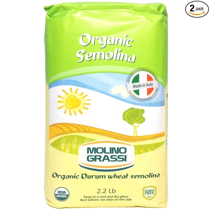 Molino Grassi Organic Durum Wheat Semolina Flour - 2.2 lb (2 Pack)