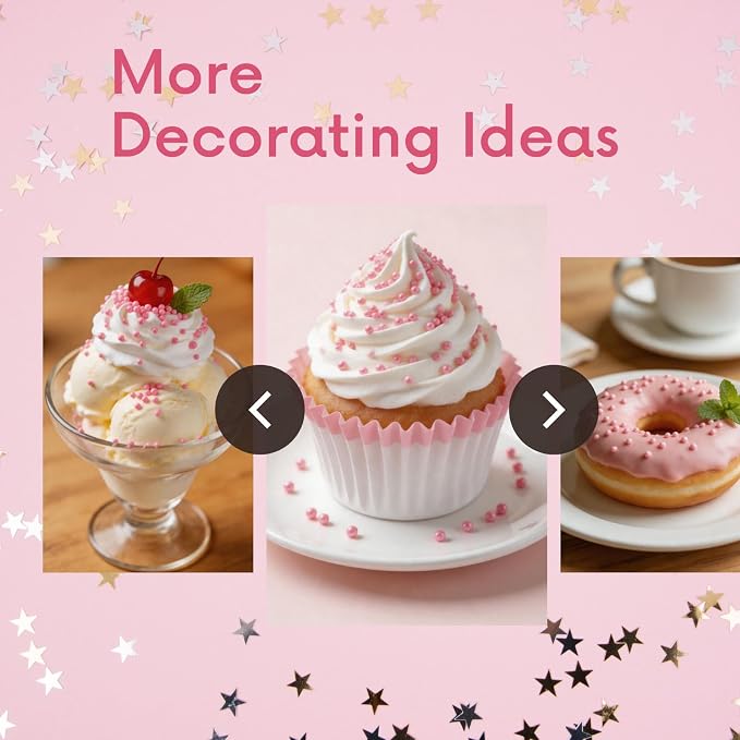 Pink Nonpareils Sprinkles | 2mm Mini Edible Pearls | For Baking Dessert Decorating, Cake, Cupcake, Cookie, Ice Cream | Valentine's Day Wedding Girl Baby Shower Holiday Party