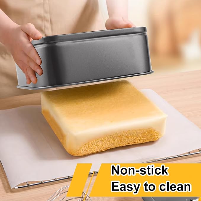 3 Pack Square Springform Pan Set, 8/9/10 Inch Nonstick Cheesecake Pans with Removable Bottom, Carbon Steel Square Cake Pans for Baking Cheesecake, Pizza, Quiche, Desserts