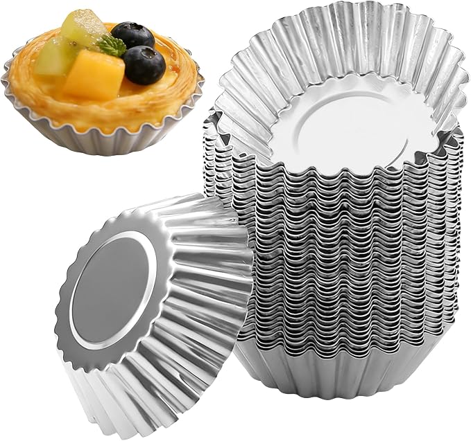 40 Pcs 2.75 Inch Egg Tart Molds, Non-Stick Aluminium Tartlet Pans for Baking, Ensaymada Molder Filipino Style for Home Bakers Pastry Chefs Mini Pie Cupcake Dessert