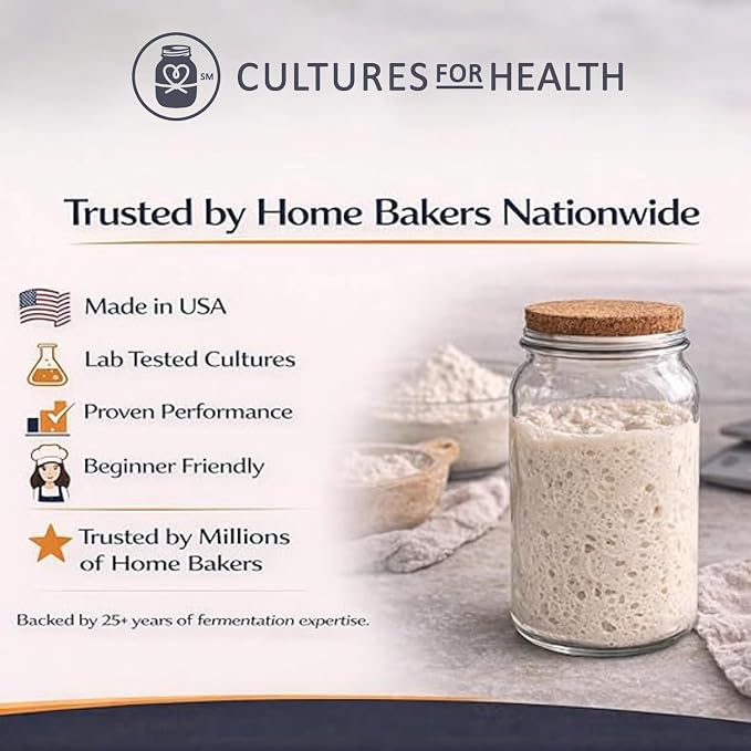 Cultures for Health Rapid Sourdough Starter - Bake Artisan Sourdough Bread in 72 Hours - Dehydrated Live Culture for Homemade Bread, Pizza Dough, Baking, & Pancakes - Beginner Friendly Starter Culture