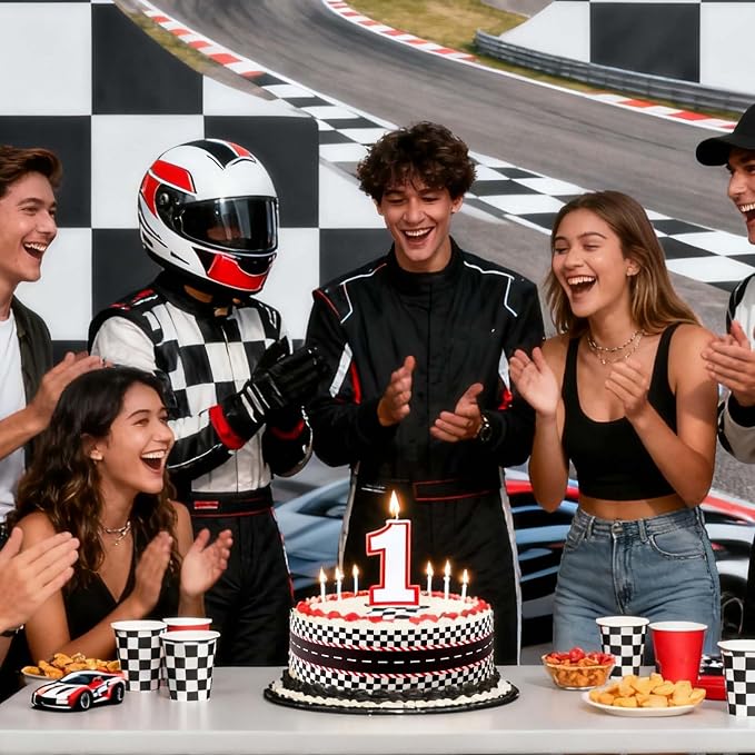 3pcs Racing Theme Edible Cake Borders, Birthday Cake Borders Decor Edible Car Border Strips for Birthday Creative Decorations Supplies for Parties (Racing Track Style)