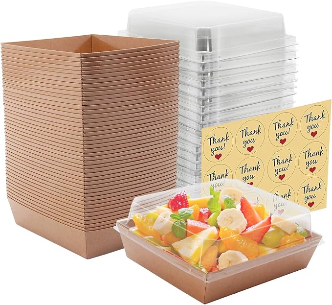 Charcuterie Boxes with Clear Lids, 5.32 x 4.92 x 2.36 Inch Dessert Boxes, Square Disposable Paper Bakery Boxes to Go Food Containers for Desserts, Sandwich, Cookie, Sushi