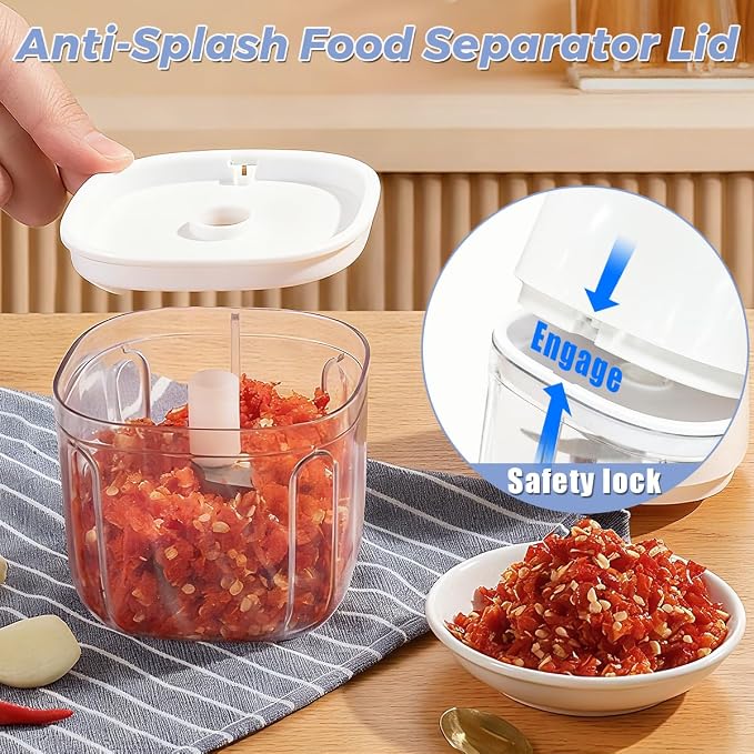 Tiiyee Electric Garlic Chopper, 350ML Mini Portable Mincer Masher 6 Blade | Veggie Blender to Vegetable Grinder Food Processor Stainless Steel for Nuts Chili Onion Ginger Spices Salad Graters
