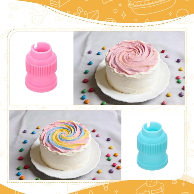 uxcell 6 Pcs Piping Tip Coupler, Medium Couplers Icing Frosting Piping Bag Reusable Cake Baker Decor Tools Kit for Russian Flower Mouth Nozzles Pastry Cupcake Tips, White