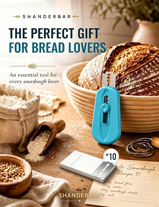 Magnetic Lame Bread Tool with Extractable Blade, Professional Bread Lame Sourdough Scoring Tool with Ergonomic Handle, Sourdough Scorer Knife for Homemade Baking, Includes 10 Replacement Razor Blades