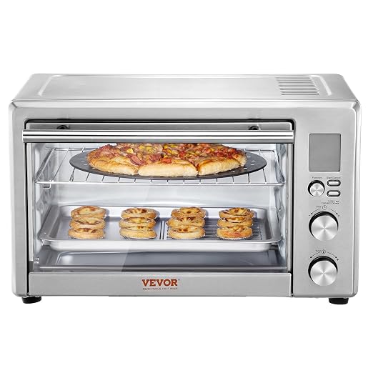 VEVOR Air Fryer Toaster Oven, 28L/29.6Qt Large Capacity 13 in 1 Functional Convection Oven, 1800W 2-Tier Toaster Ovens Countertop Combo with Wire Racks, Pizza Pan, Gloves, Home and Commercial Use