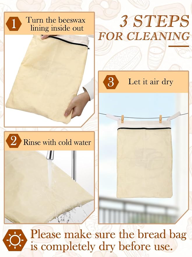 Natural Beeswax Bread Bags with Sealing Zipper - 13''x16.7'' Reusable Sourdough Storage Wraps for Homemade Bread, Keeping Food Fresh, Gifts for People Who Love Baking, Sliced Bread Pattern, 1 Pcs