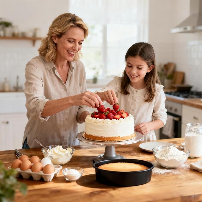 Beasea Round Cake Pans, 3 Pack 10 Inch Nonstick Carbon Steel Round Cake Pan with Removable Bottom, Baking Mold Tin for Cheesecake