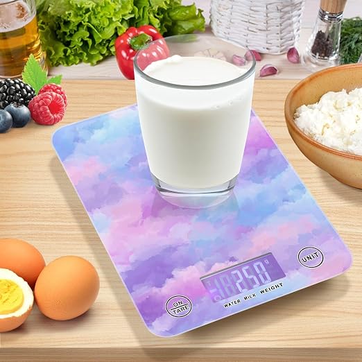 Food Scale Kitchen Scale Food Weight Scales Digital Weight Grams and Ounces Small Electronic Food Scale for Baking Cooking Pink Purple Blue Gradient