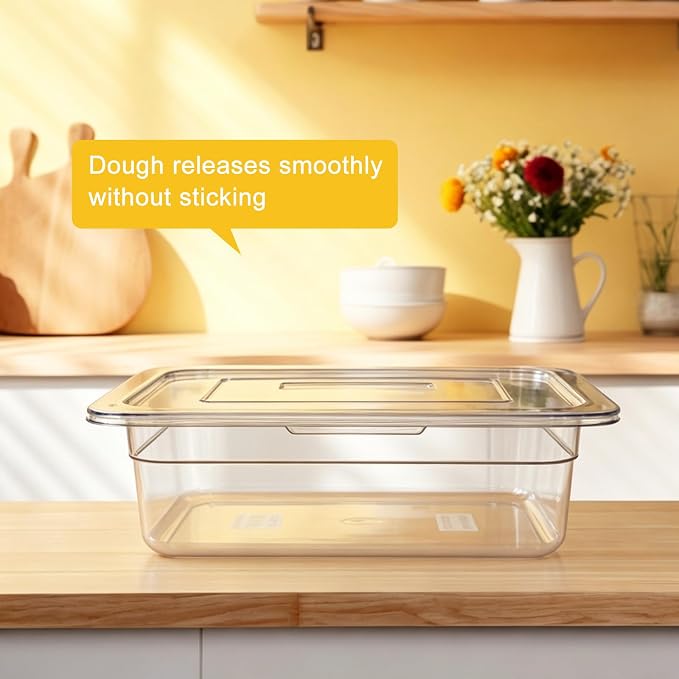 4pcs Dough Proofing Container, 5QT Large Capacity Holds Up to 6.6Lb of Dough, BPA-Free Tray with Lid Dough Rising Box for Bread, Sourdough, Pizza