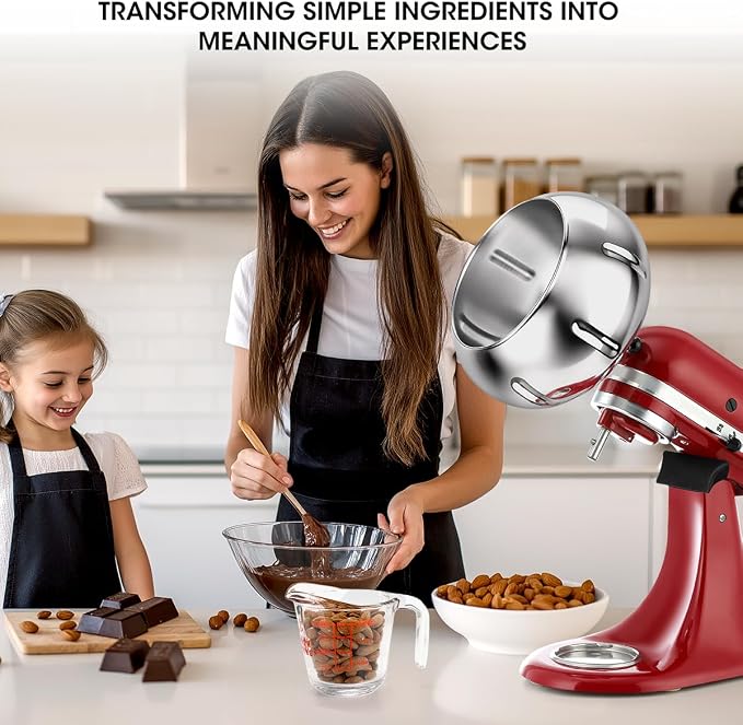 Aieve Snack Coater Compatible with KitchenAid Tilt-Head Stand Mixer, Chocolate Coating Attachment for Freeze-Dried Strawberries,Almonds,Pistachios & Nuts,Ideal for Home Use