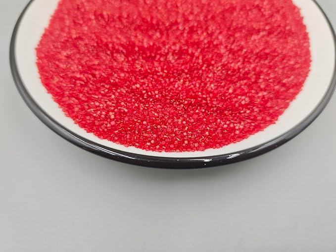 Edible 5 Ounce Medium Decorative Red Sanding Sugar Sprinkles for Baking, Sparkling Crystals for Cakes, Cookies, Cupcakes, Ice Cream Topping and Rimming Sugar