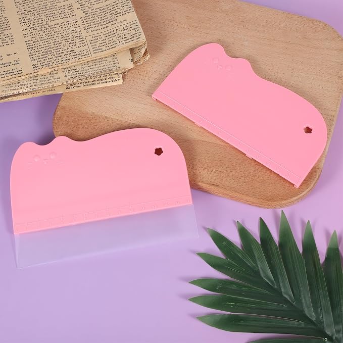 2 Pack Cake Smoother Scraper Flexible Plastic Cakes Scraper with 5 Pack Transparent Scrapers Cake Decorating Supplies Kitchen DIY Baking Tool for Bakery Pastry Decoration