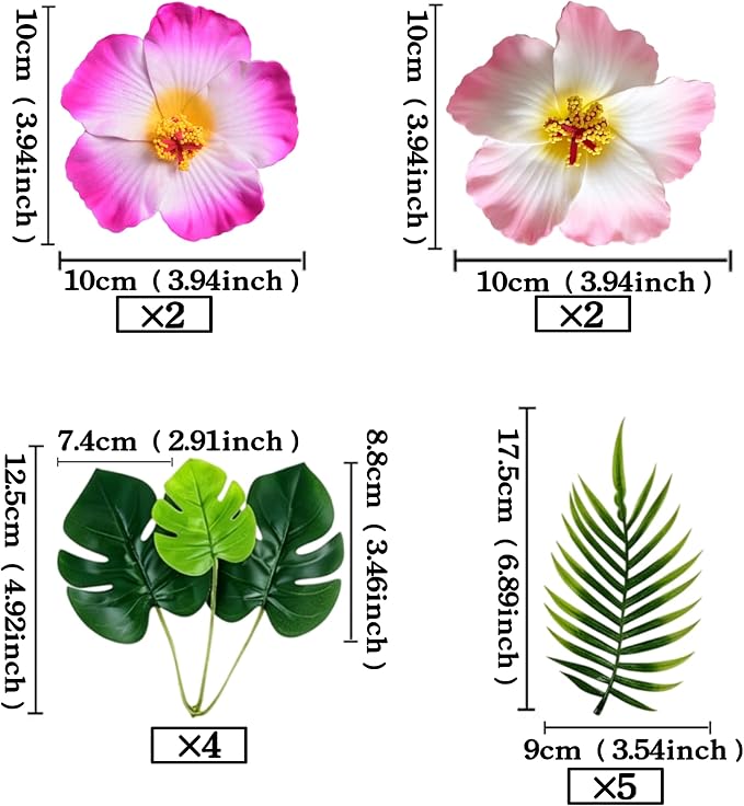 13PCS Artificial Hibiscus Flower Cake Toppers Hawaii Pink White Hibiscus Cupcake Decors for Hawaii Theme Bridal Wedding Engagement Floral Cake Picks Summer Holiday Party Decor Supplies