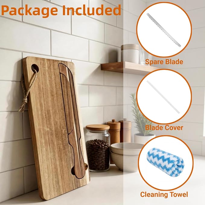 Bread Bow Knife and Board Set - Double-Sided Sourdough Bread Slicer with Spare Stainless Steel Blade & Integrated Storage, Space-Saving Bread Knife for Homemade Bread, Bagels, Ideal Gift for Homebaker