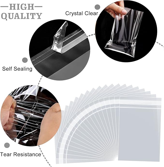 Cookie Bags for Gift Giving, 200 Pcs 4X 5 Inch Clear Cellophane Bags Self Sealing for Gift Wrapping,Packaging Candies,Dessert,Bakery, Cookies, Chocolate,Party Favor