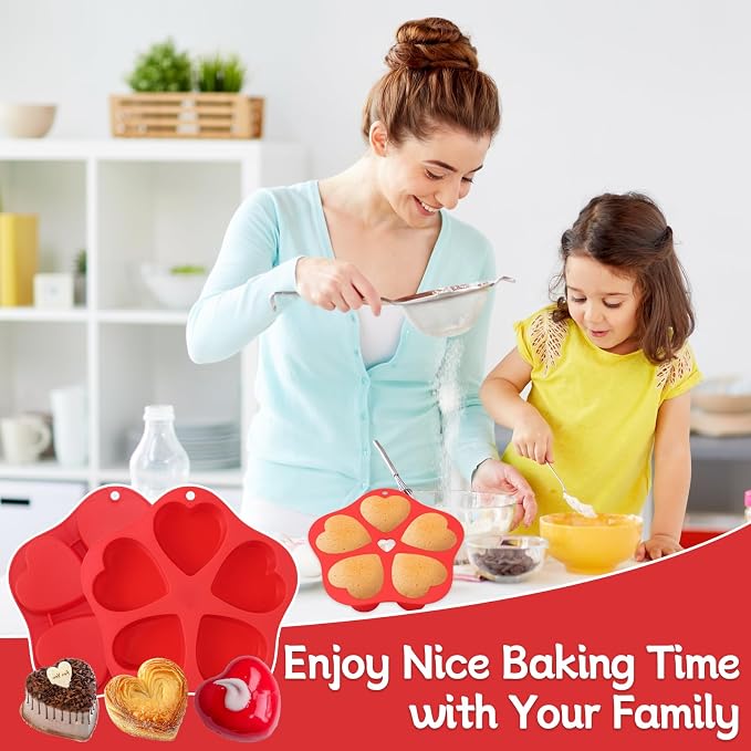 2 PCS Silicone Air Fryer Muffin Pan Egg Bite Heart Mold for Oven Baking,Mini Muffin Tins Cups Cake Tray for Air Fryer Liners Basket Instant Pot Accessories Baking Cakes Muffin Pancake