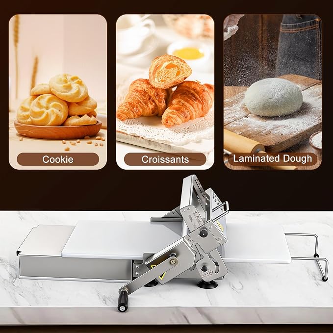 Folding Dough Sheeter Machine, 12"Stainless Steel Manual Dough Roller Adjustable Thickness With Sheeter Board For Pizza Croissants Pastry Crust Pastry (Type 300)
